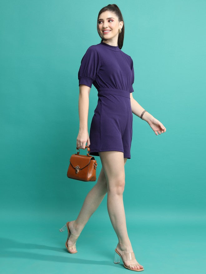 Tokyo Talkies Women Navy Blue Solid Jumpsuit - Navy Blue - Image 2
