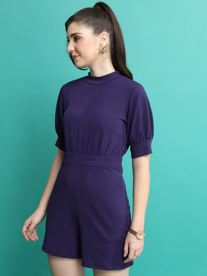 Tokyo Talkies Women Navy Blue Solid Jumpsuit - Navy Blue - Image 4