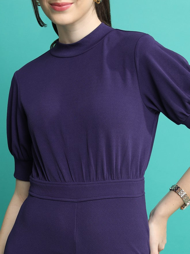 Tokyo Talkies Women Navy Blue Solid Jumpsuit - Navy Blue - Image 5