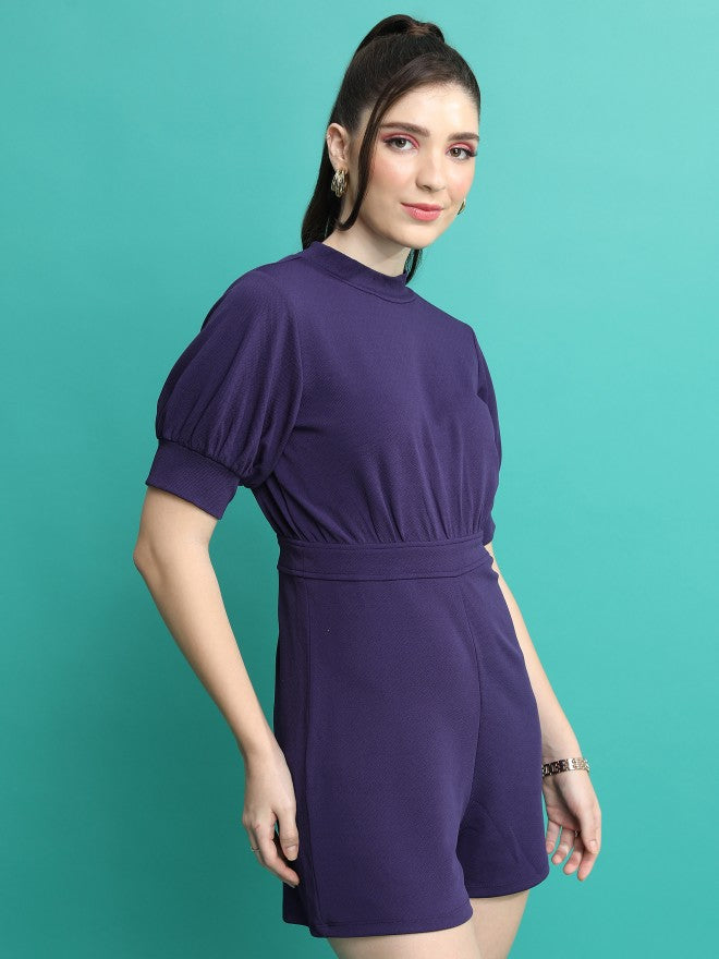Tokyo Talkies Women Navy Blue Solid Jumpsuit - Navy Blue - Image 6