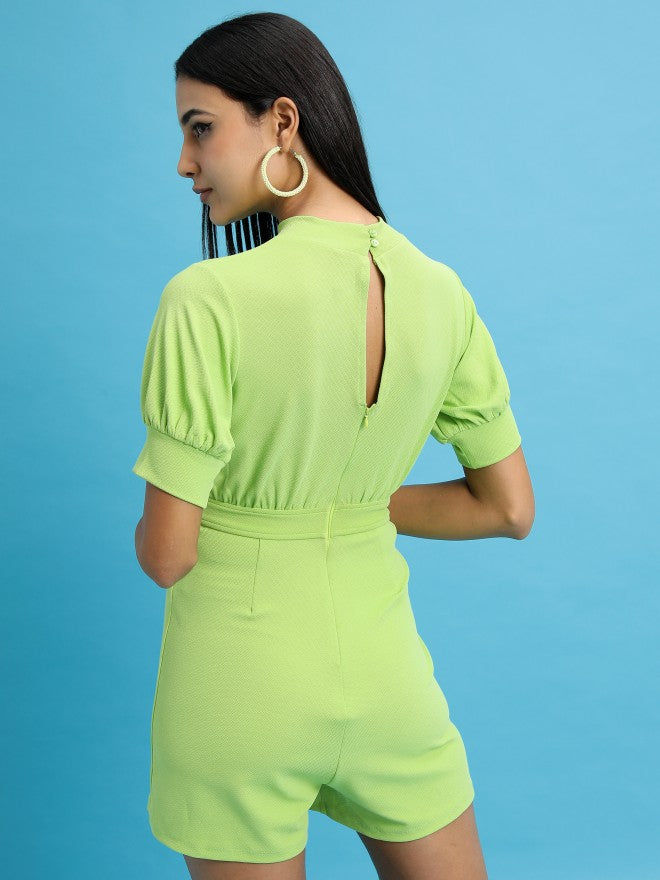 Tokyo Talkies Women Lime Green Solid Jumpsuit - Green - Image 3