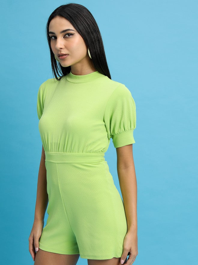 Tokyo Talkies Women Lime Green Solid Jumpsuit - Green - Image 4