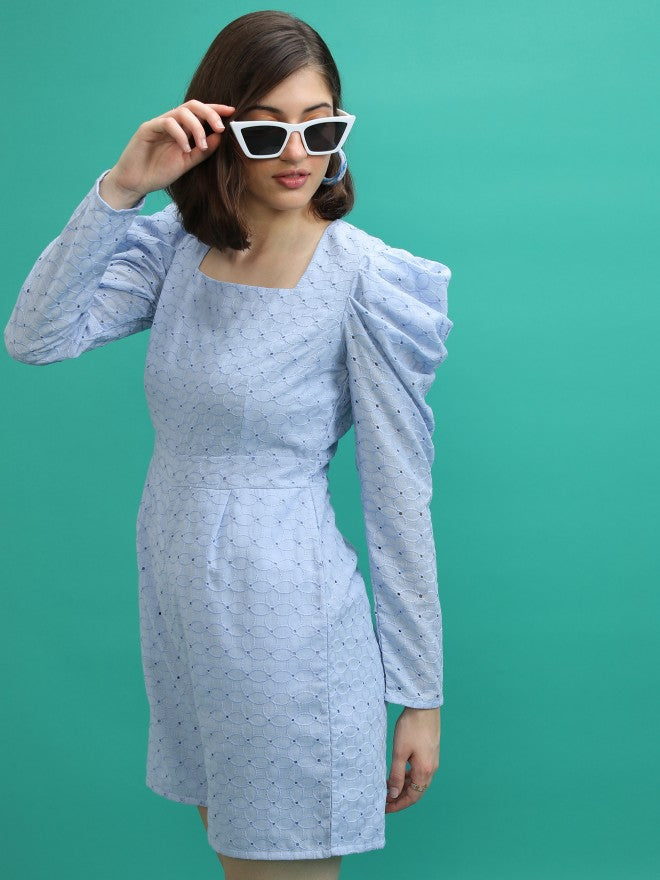 Tokyo Talkies Women Blue Self Design Jumpsuit - Blue - Image 4