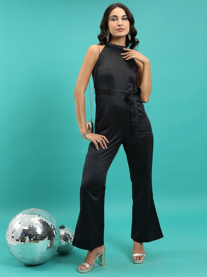 Tokyo Talkies Women Black Solid Regular Fit Jumpsuit - Black - Image 1