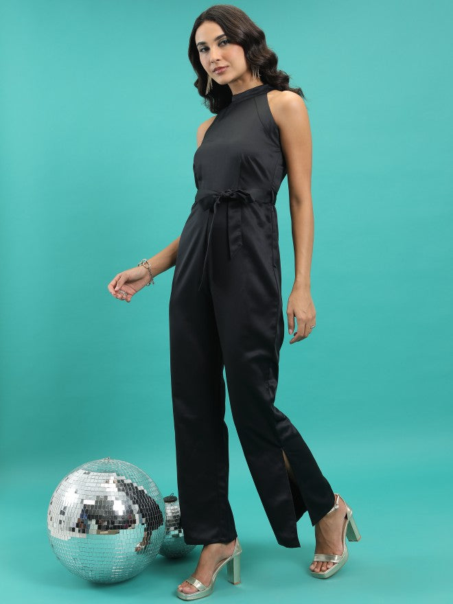 Tokyo Talkies Women Black Solid Regular Fit Jumpsuit - Black - Image 2