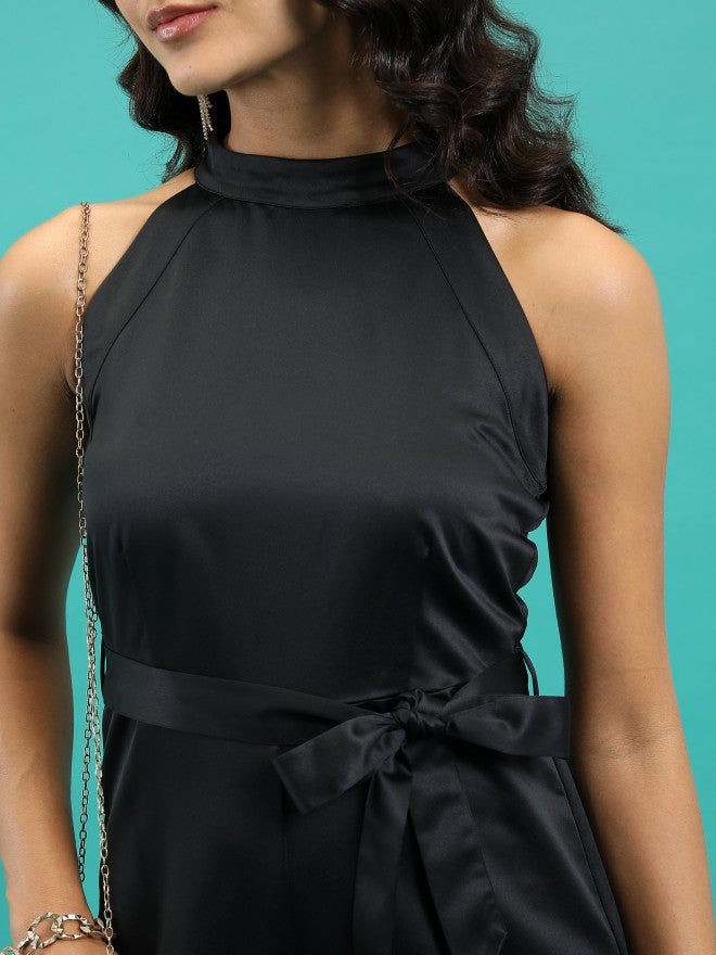 Tokyo Talkies Women Black Solid Regular Fit Jumpsuit - Black - Image 5