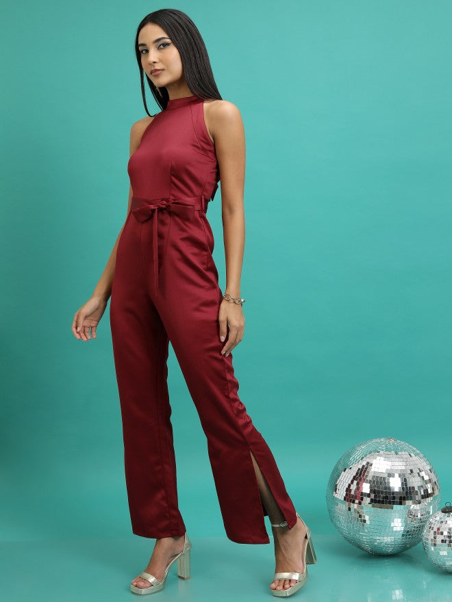 Tokyo Talkies Women Maroon Solid Jumpsuit - Maroon - Image 2