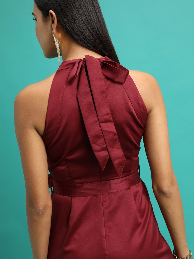 Tokyo Talkies Women Maroon Solid Jumpsuit - Maroon - Image 7