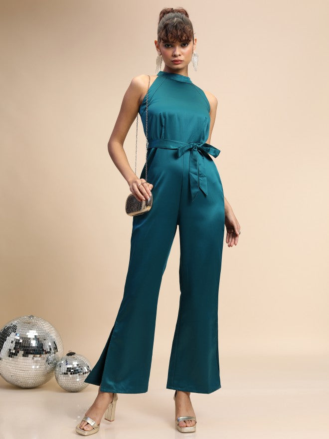 Tokyo Talkies Women Teal Solid Jumpsuit - Teal - Image 1