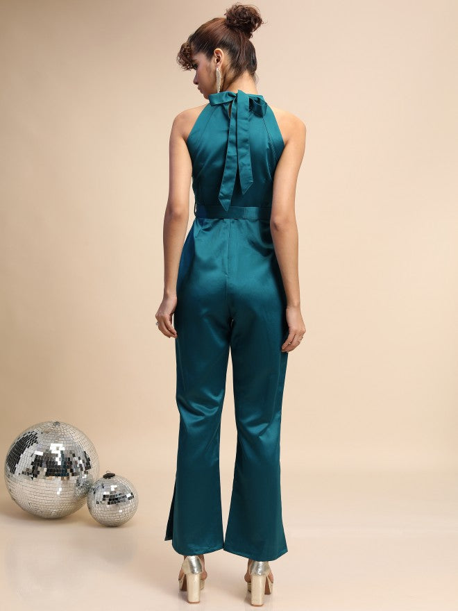 Tokyo Talkies Women Teal Solid Jumpsuit - Teal - Image 3