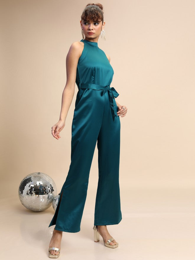 Tokyo Talkies Women Teal Solid Jumpsuit - Teal - Image 4