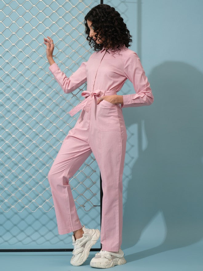 Tokyo Talkies Women Pink Solid Jumpsuit - Pink - Image 2