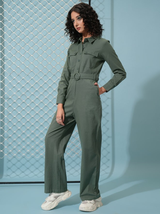 Tokyo Talkies Women Green Solid Jumpsuit - Green - Image 2