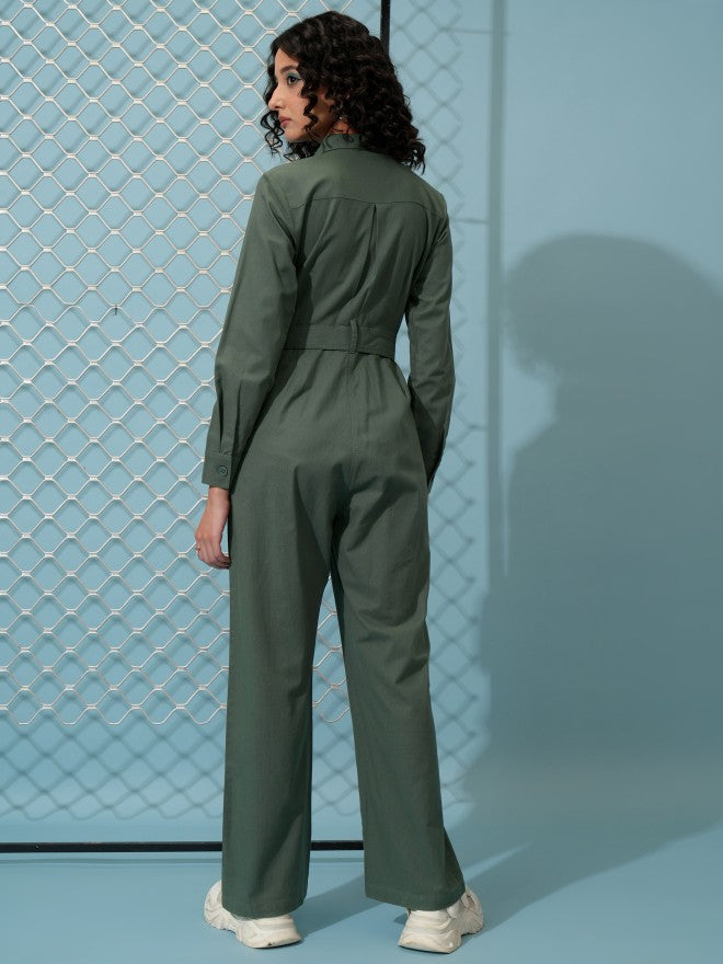 Tokyo Talkies Women Green Solid Jumpsuit - Green - Image 3