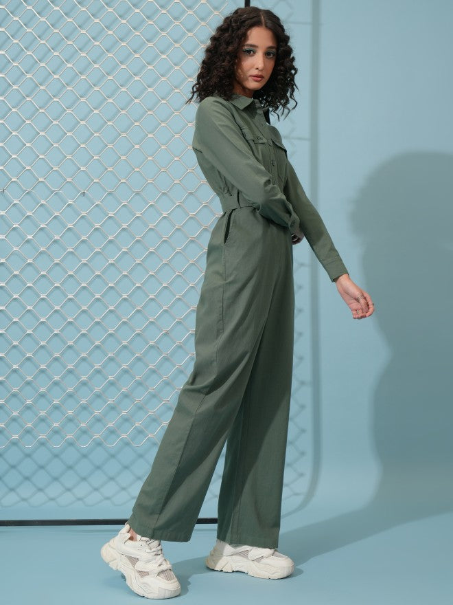 Tokyo Talkies Women Green Solid Jumpsuit - Green - Image 4
