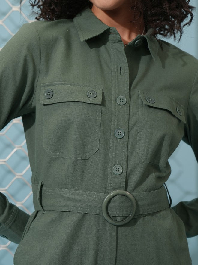 Tokyo Talkies Women Green Solid Jumpsuit - Green - Image 5