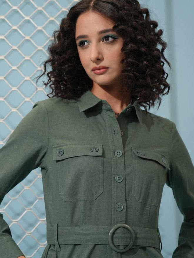 Tokyo Talkies Women Green Solid Jumpsuit - Green - Image 6