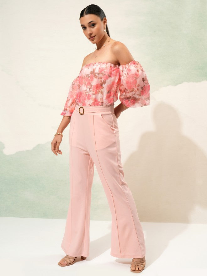 Tokyo Talkies Women Peach Printed Jumpsuit - Peach - Image 2