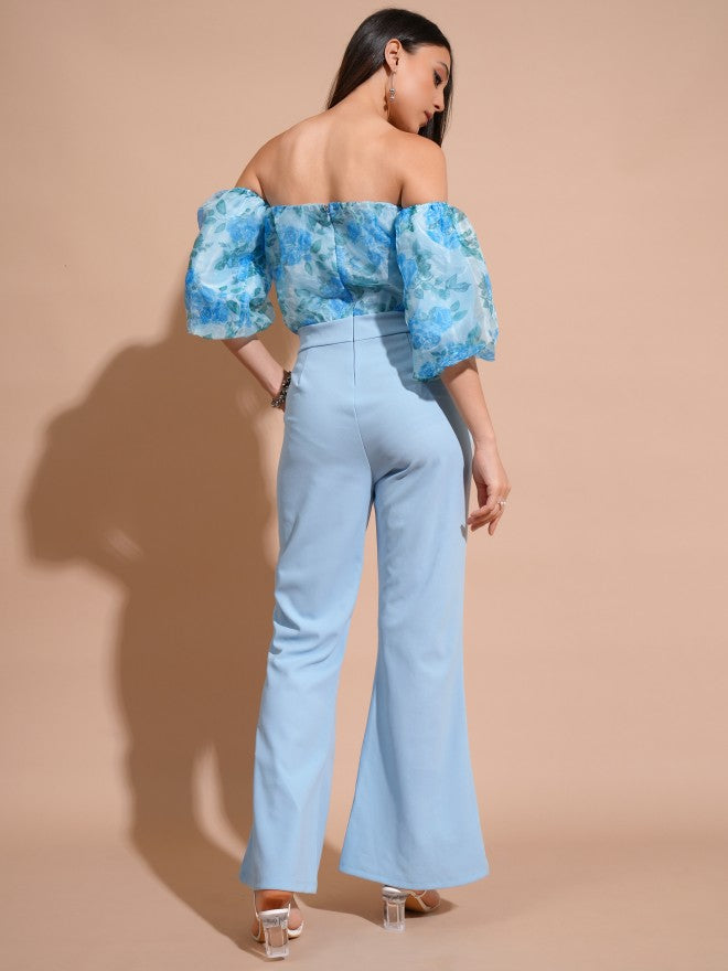 Tokyo Talkies Women Blue Printed Jumpsuit - Blue - Image 3