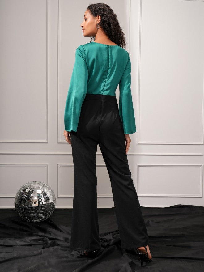 Tokyo Talkies Women Teal Solid Jumpsuit - Teal - Image 2
