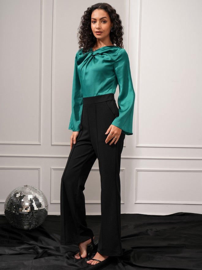 Tokyo Talkies Women Teal Solid Jumpsuit - Teal - Image 3