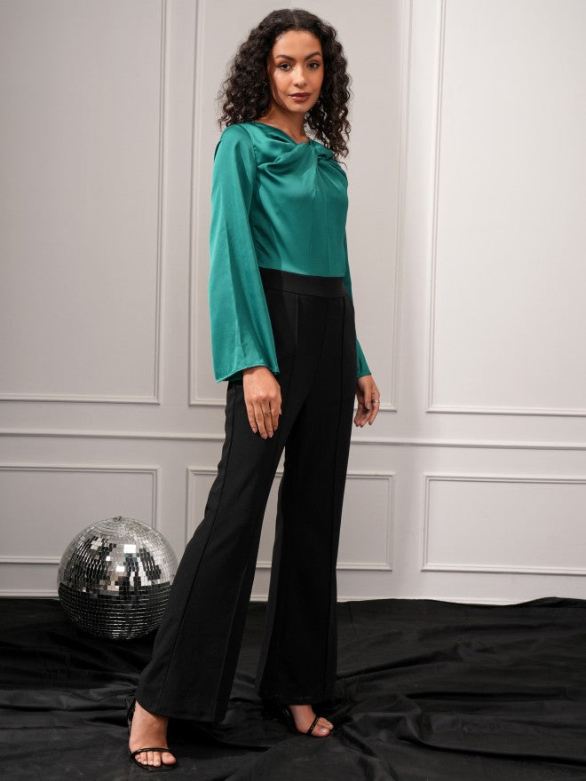 Tokyo Talkies Women Teal Solid Jumpsuit - Teal - Image 5