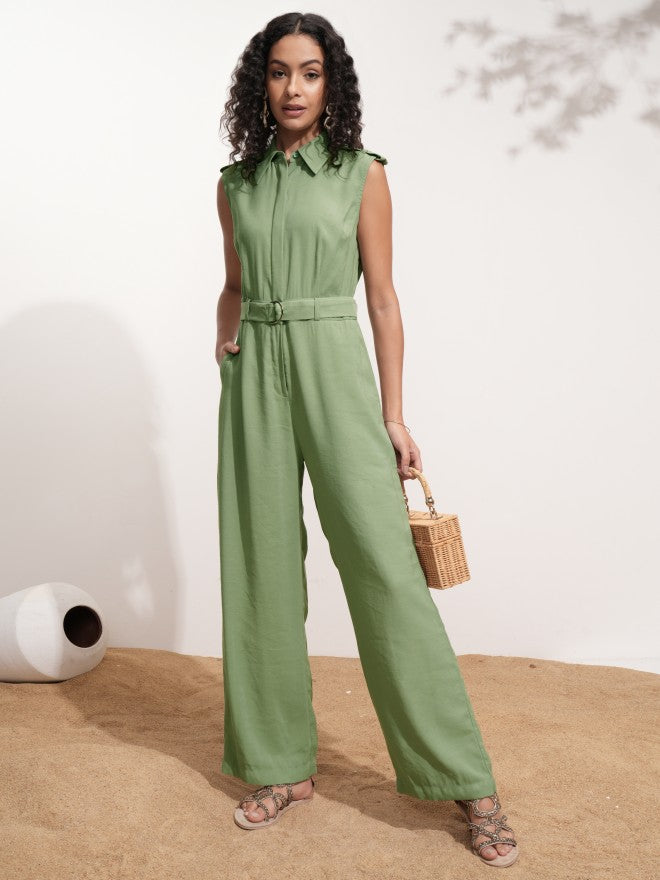 Tokyo Talkies Women Green Solid Jumpsuit - Green - Image 1