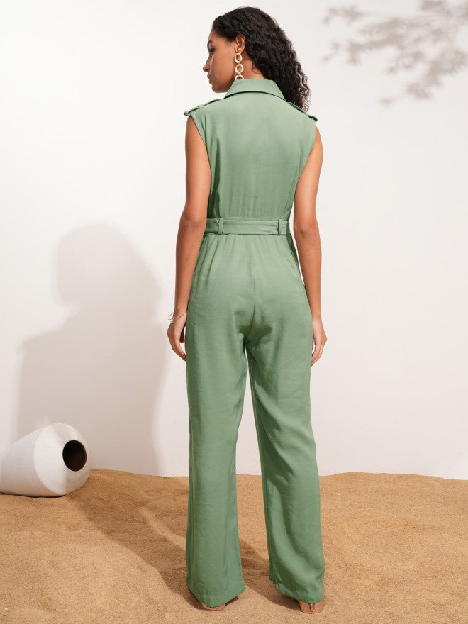 Tokyo Talkies Women Green Solid Jumpsuit - Green - Image 2
