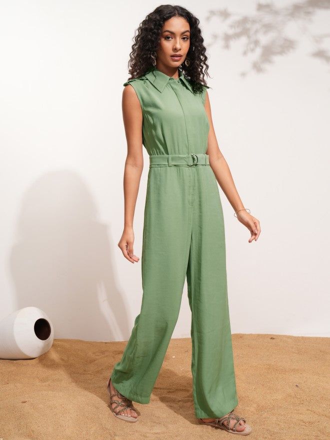 Tokyo Talkies Women Green Solid Jumpsuit - Green - Image 5