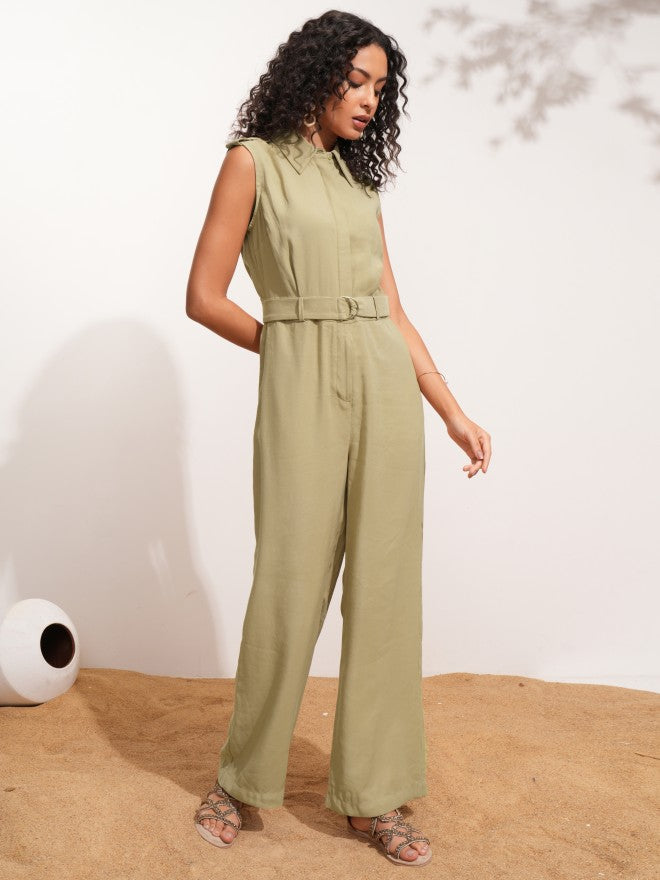 Tokyo Talkies Women Beige Solid Jumpsuit - Beige - Image 5