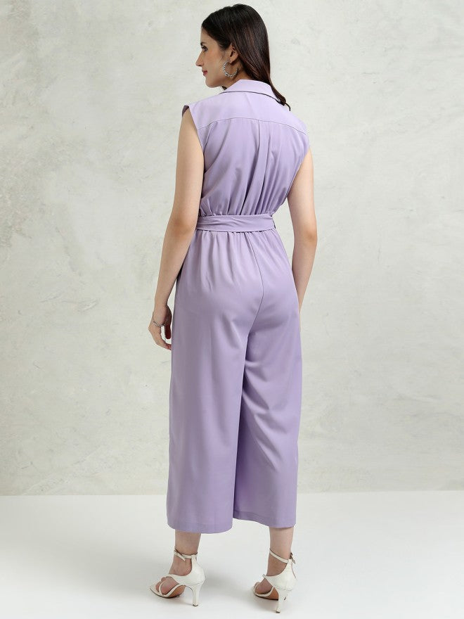 Tokyo Talkies Women Purple Solid Jumpsuit - Purple - Image 3