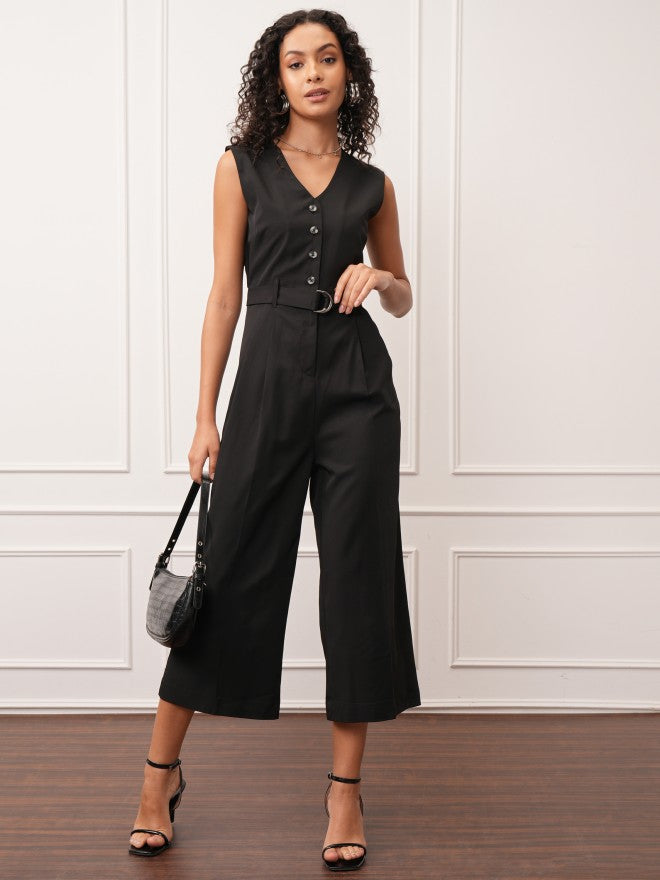Tokyo Talkies Women Black Solid Jumpsuit - Black - Image 1