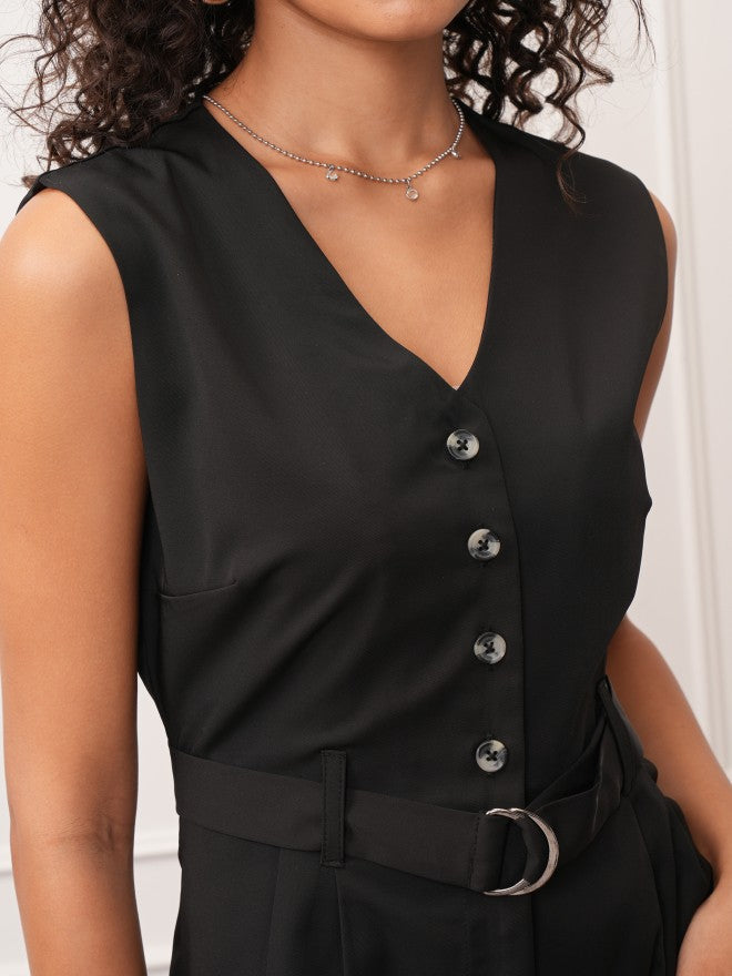 Tokyo Talkies Women Black Solid Jumpsuit - Black - Image 5