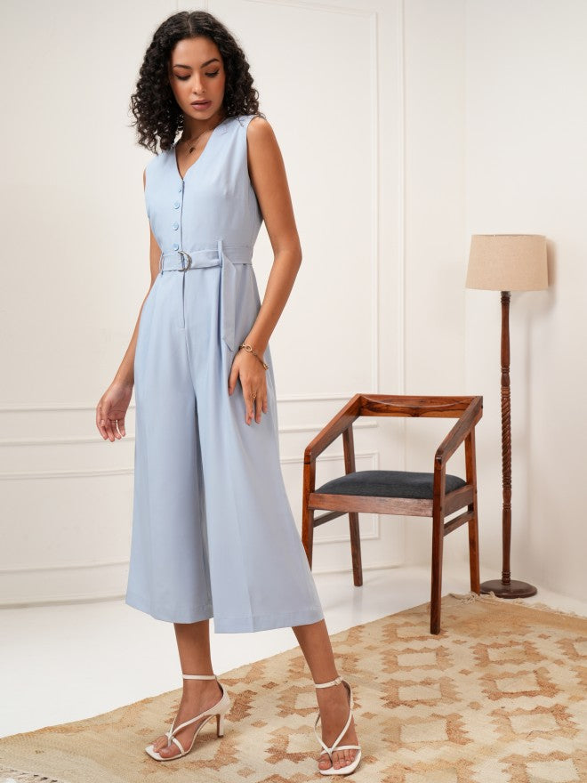Tokyo Talkies Women Blue Solid Jumpsuit - Blue - Image 3