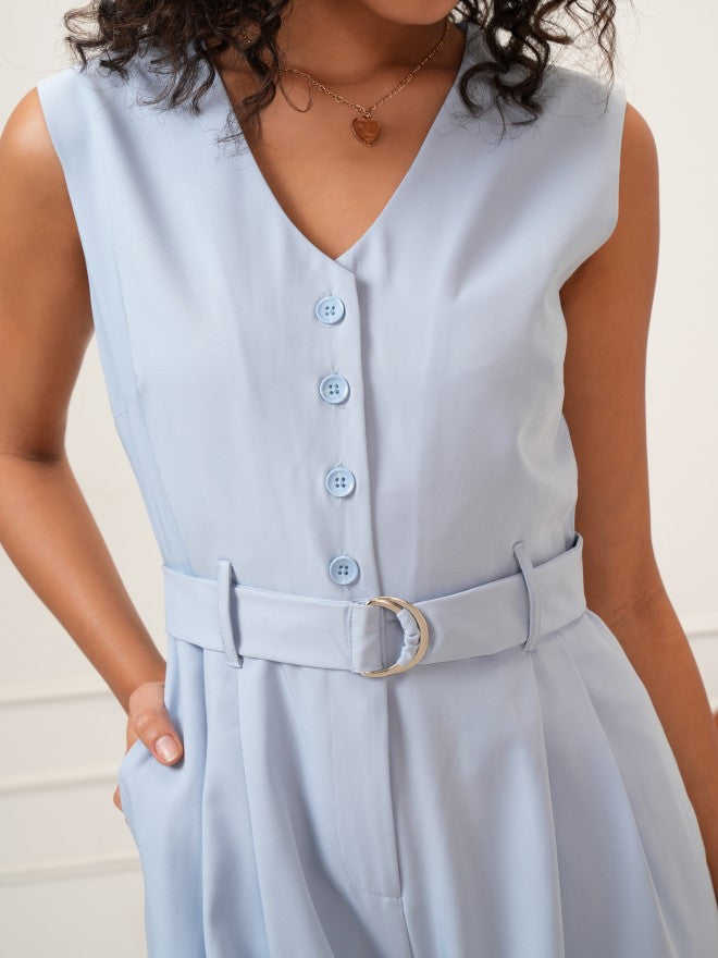 Tokyo Talkies Women Blue Solid Jumpsuit - Blue - Image 4