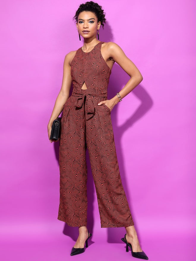 Tokyo Talkies Women Brown Printed Jumpsuit - Brown - Image 1