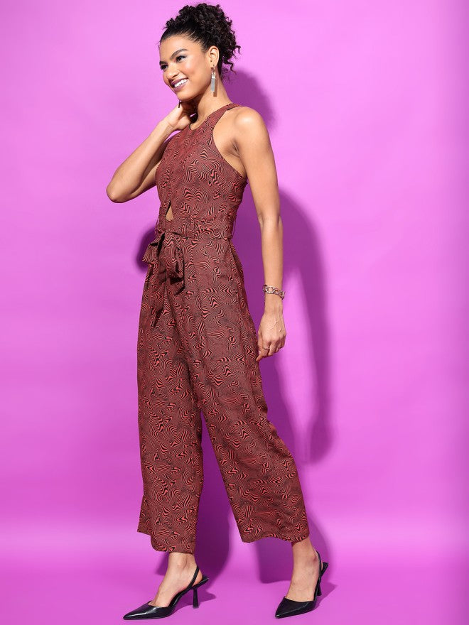 Tokyo Talkies Women Brown Printed Jumpsuit - Brown - Image 2