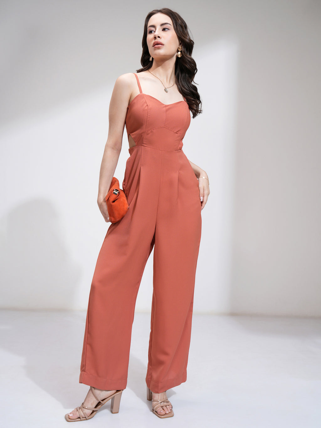 Tokyo Talkies Women Brown Solid Jumpsuit - Brown - Image 2