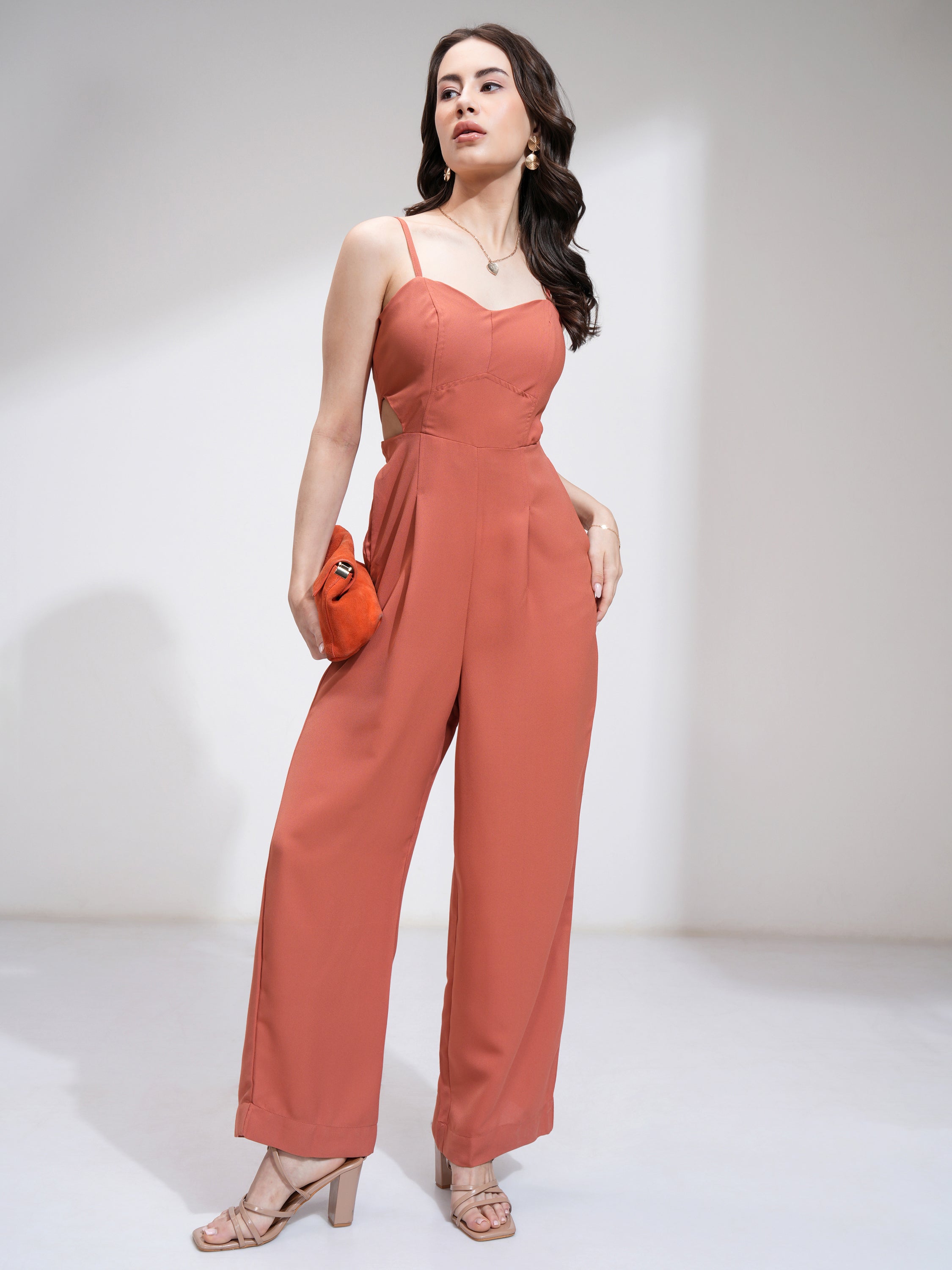 Tokyo Talkies Women Brown Solid Jumpsuit - Brown - Image 2