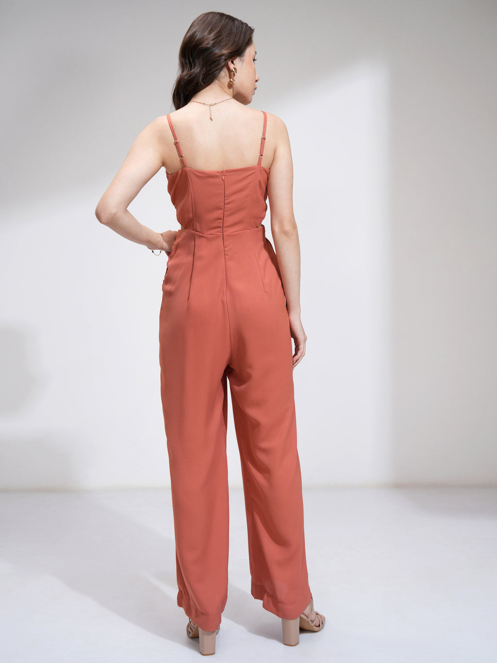 Tokyo Talkies Women Brown Solid Jumpsuit - Brown - Image 3