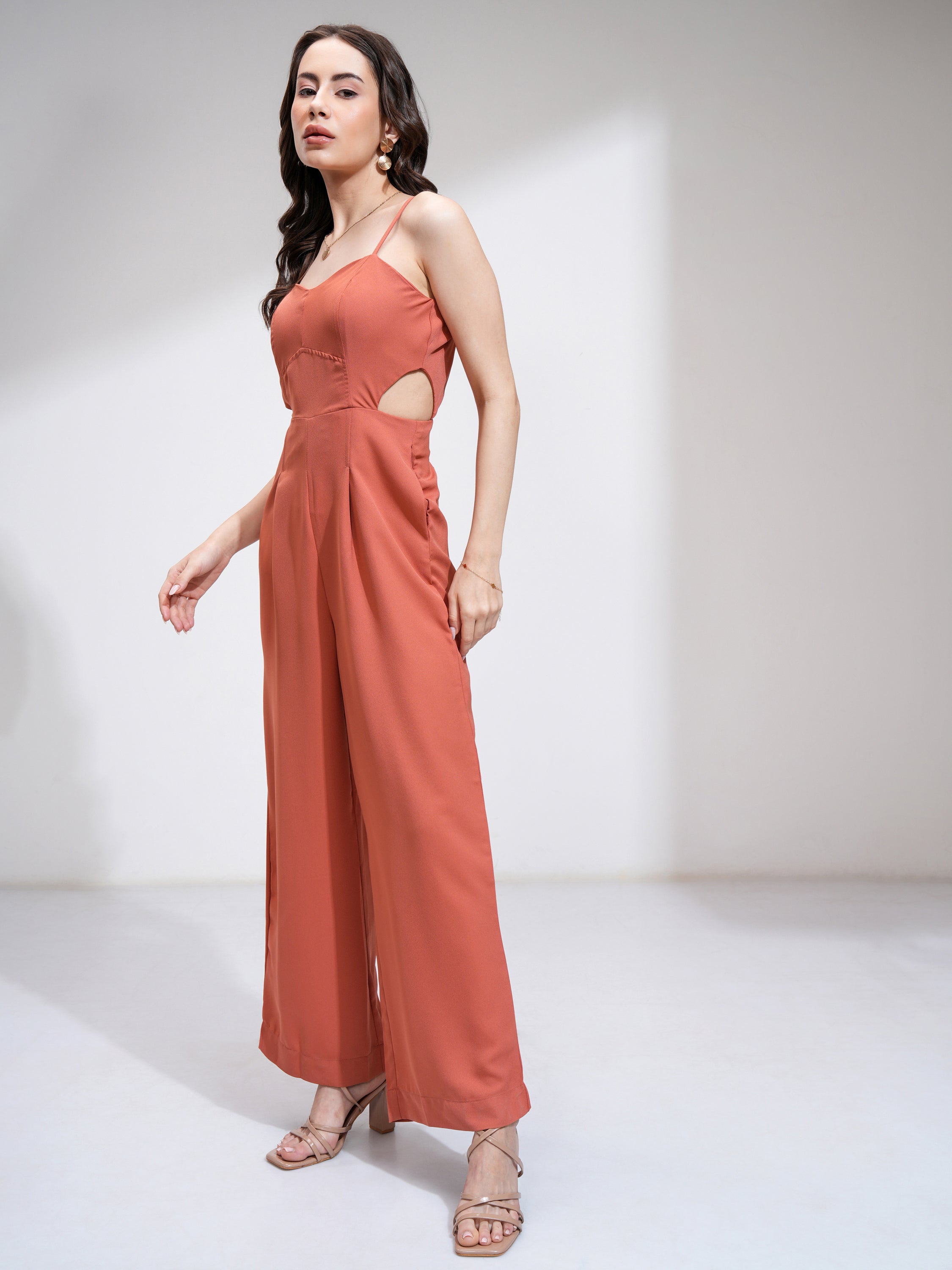 Tokyo Talkies Women Brown Solid Jumpsuit - Brown - Image 4