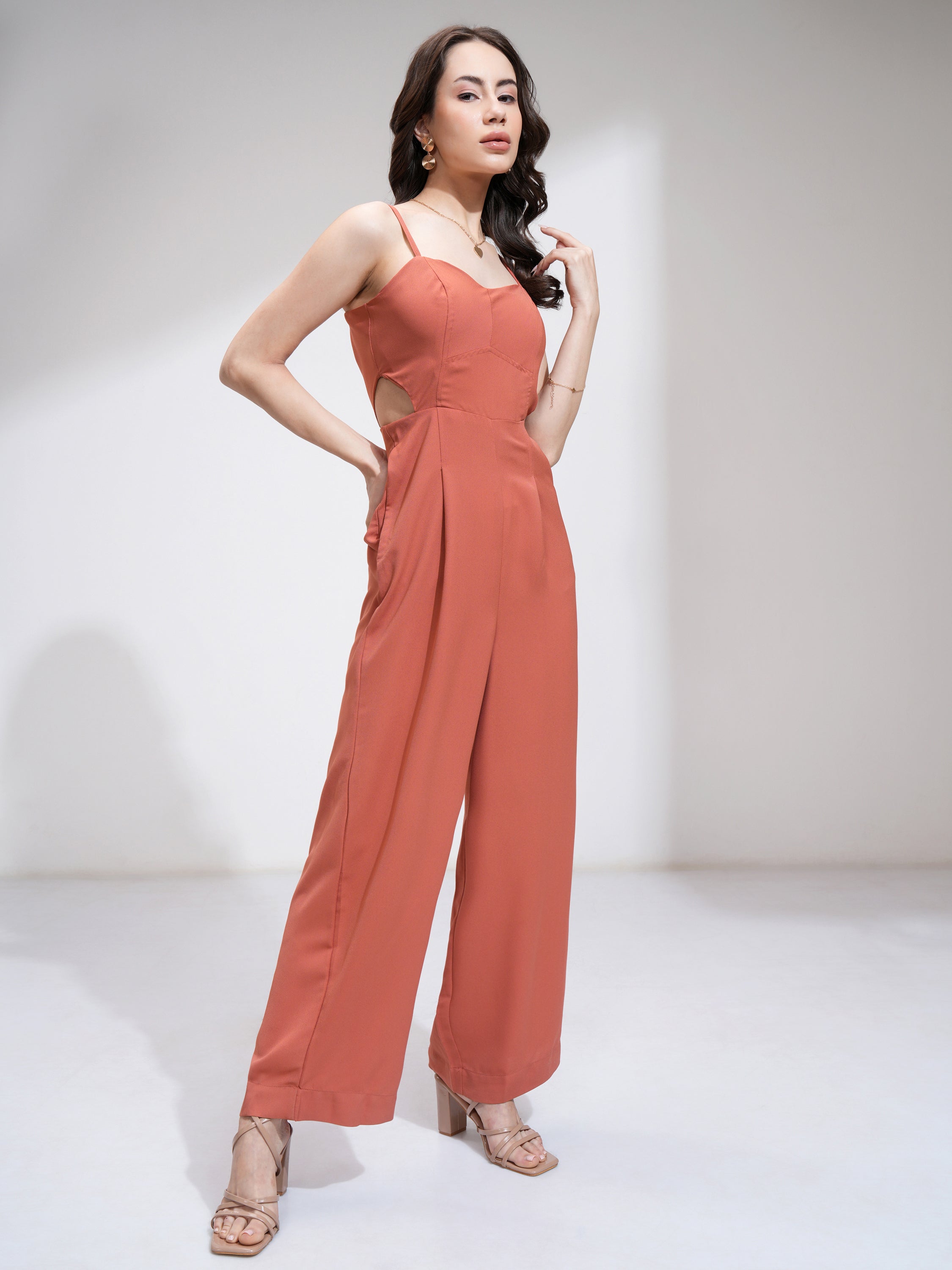 Tokyo Talkies Women Brown Solid Jumpsuit - Brown - Image 6