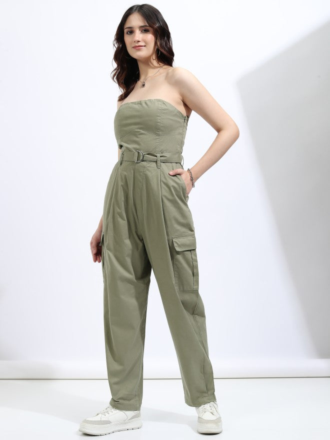 Tokyo Talkies Women Olive Solid Jumpsuit - Olive - Image 2