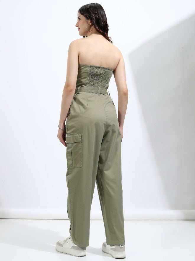 Tokyo Talkies Women Olive Solid Jumpsuit - Olive - Image 3