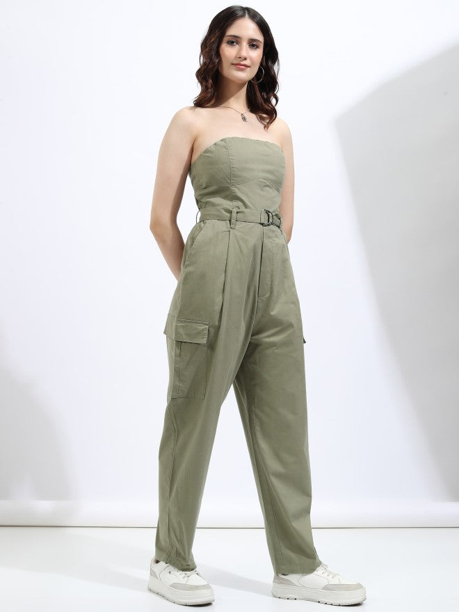 Tokyo Talkies Women Olive Solid Jumpsuit - Olive - Image 4