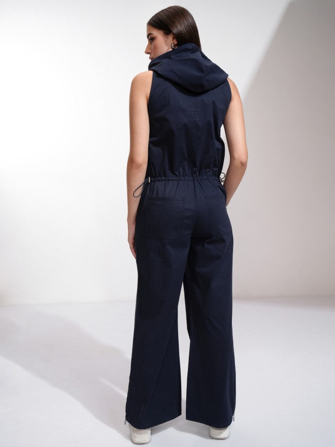 Tokyo Talkies Women Navy Blue Solid Jumpsuit - Navy Blue - Image 3