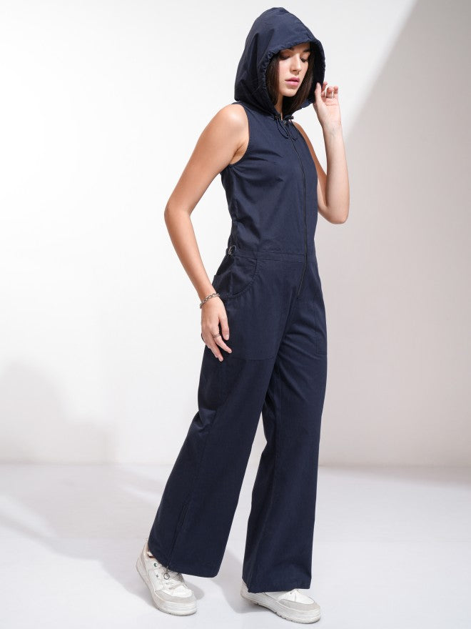 Tokyo Talkies Women Navy Blue Solid Jumpsuit - Navy Blue - Image 6