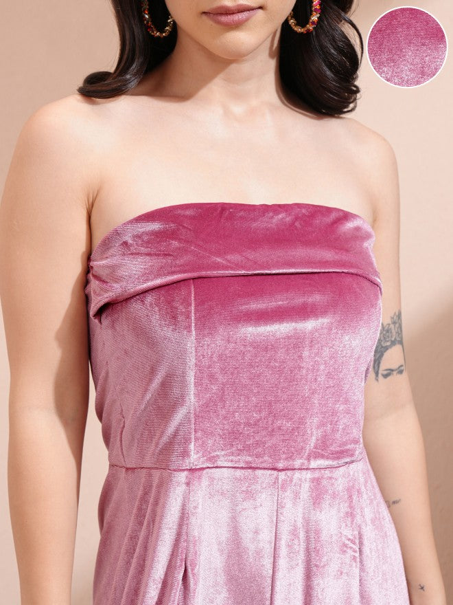 Tokyo Talkies Women Pink Self Design Jumpsuit - Pink - Image 5
