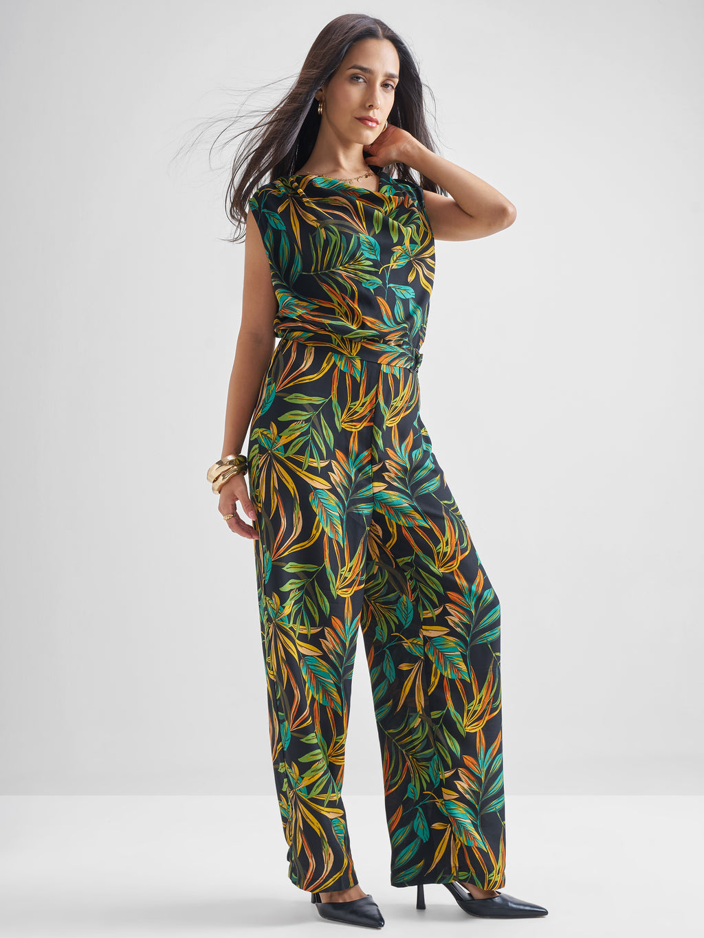 ESPYR By Tokyo Talkies Women Black Printed Jumpsuit - Black - Image 2