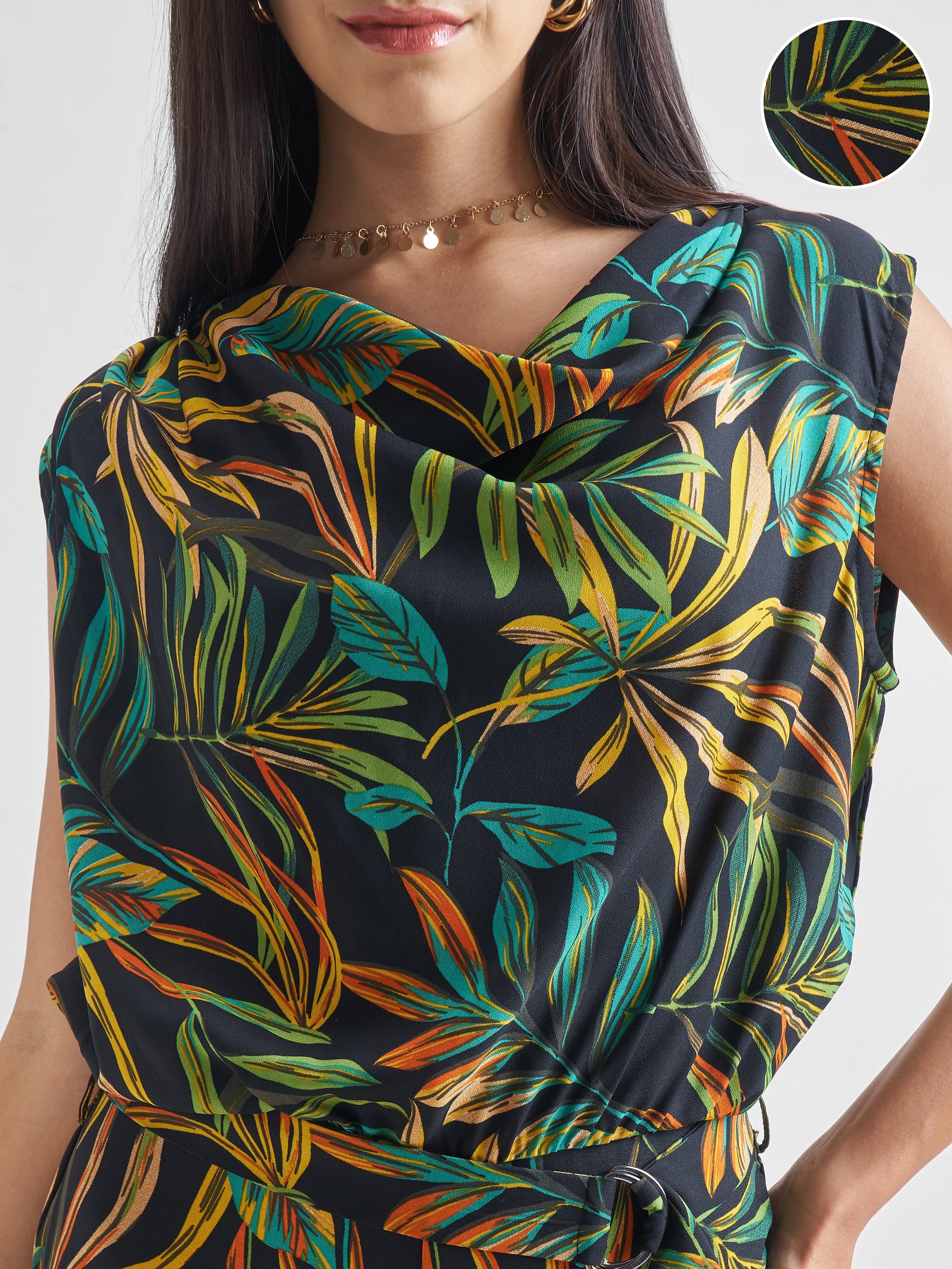 ESPYR By Tokyo Talkies Women Black Printed Jumpsuit - Black - Image 5